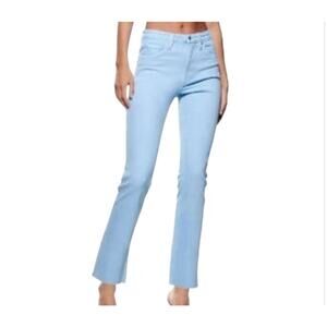 Zara Womens NWT Light Blue High Rise Raw Hem Crop Flare Jeans Size 4
